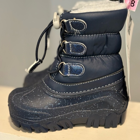 Member's Mark Snow Winter Rain Boot, Faux Fur-Lined Blue Sparkle Kids Sz 7/8 - Picture 5 of 8